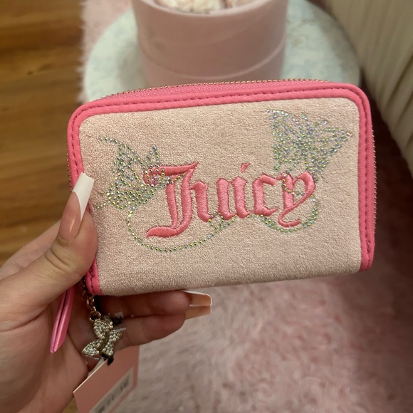 Handbags - Juicy couture pink diamond/pink lemonade wing double medium zip around wallet
